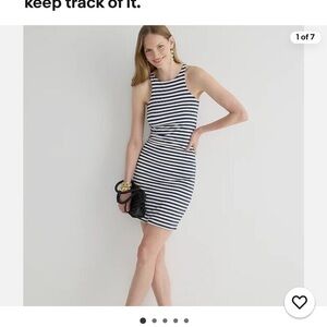 J Crew FormKnit High-Neck Cutaway Dress, Sail Med Navy Stripe